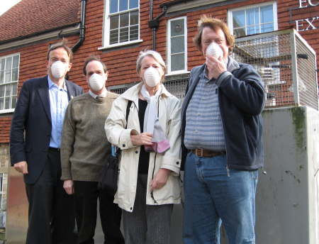 Martin Tod, John Beveridge, Karen Barratt and Jim Wagner protest against the impact of the new Conservative parking plans on air quality